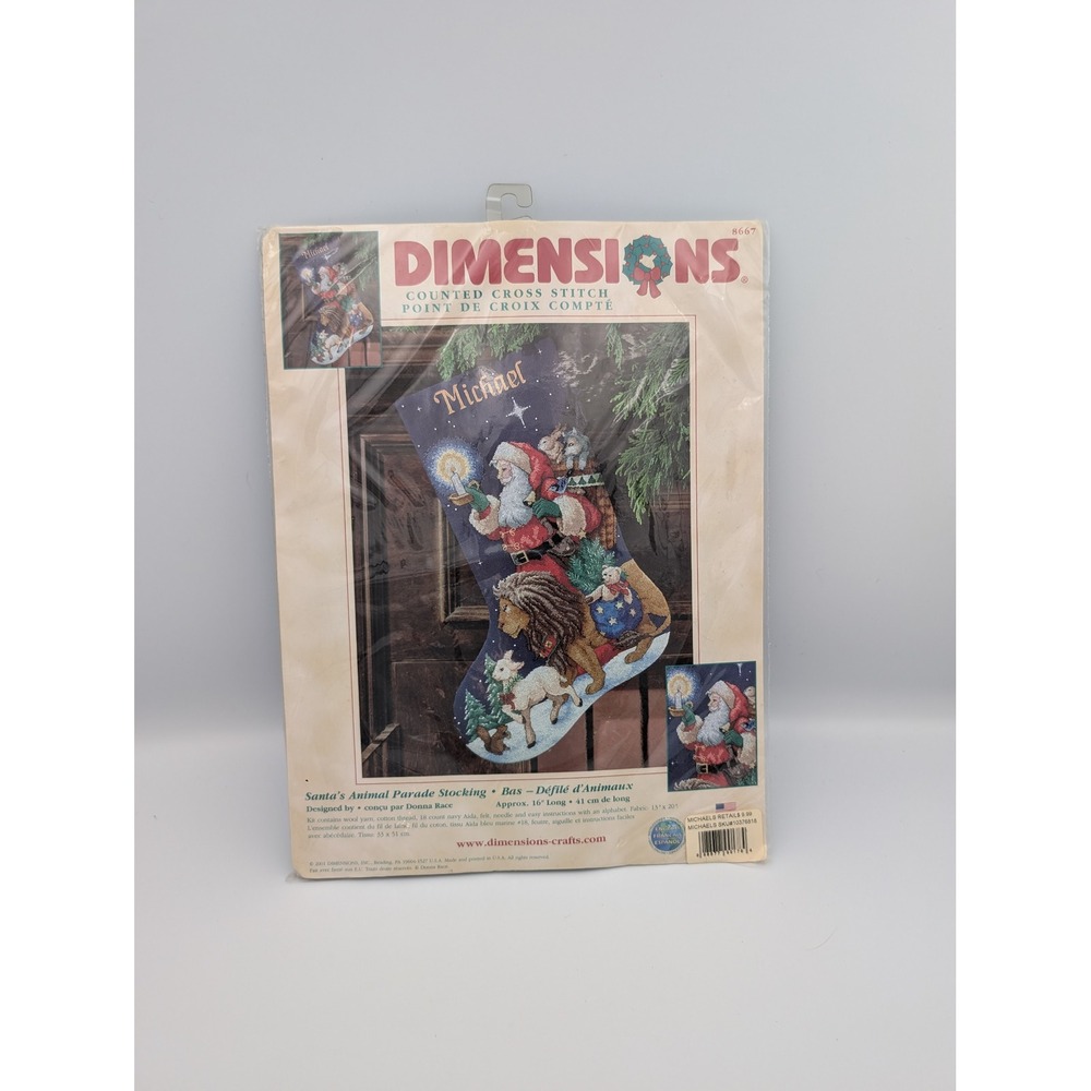Vintage Dimensions 8667 Santa's Animal Parade Stocking Cross Stitch Kit Sealed